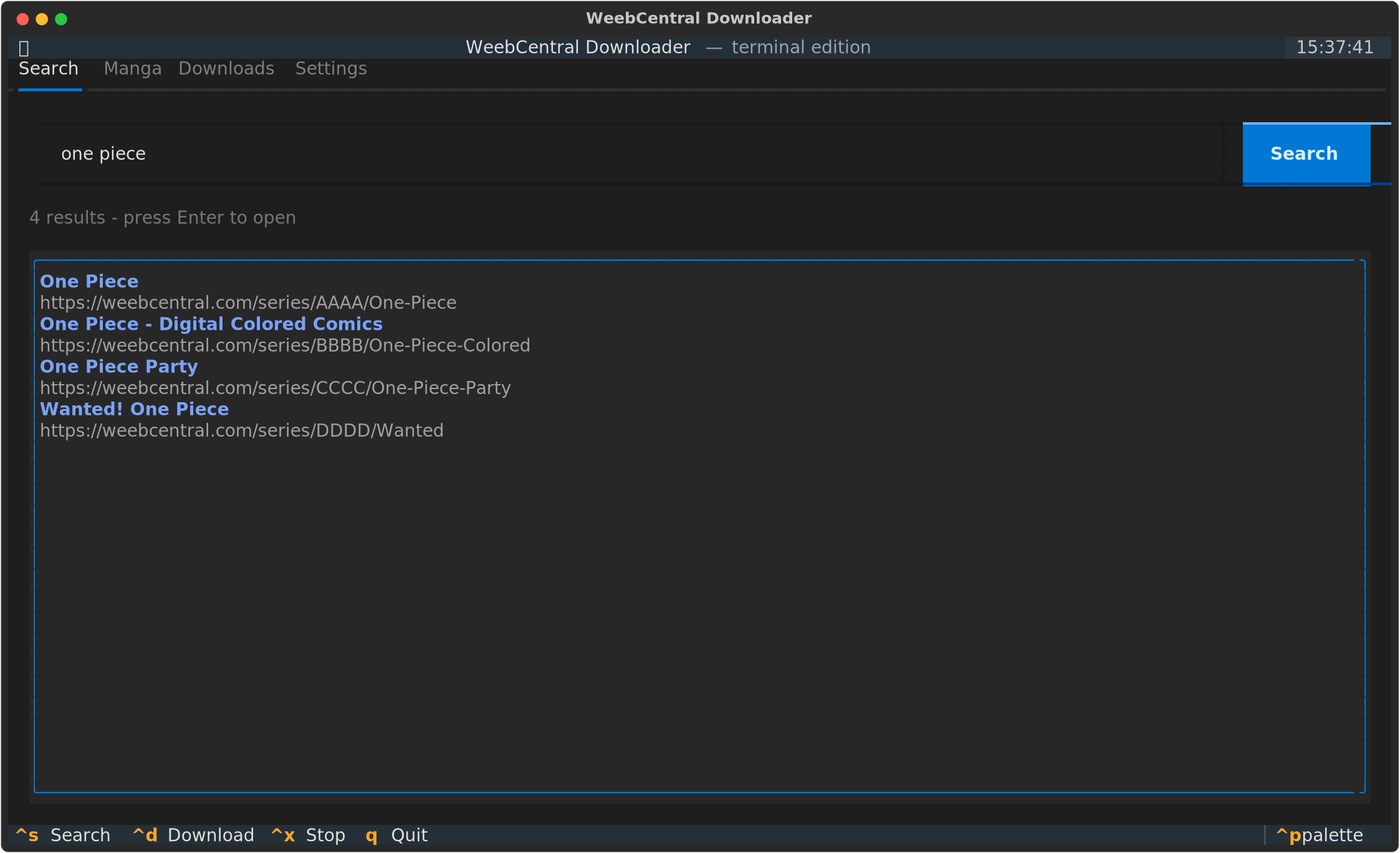 The full-screen terminal interface