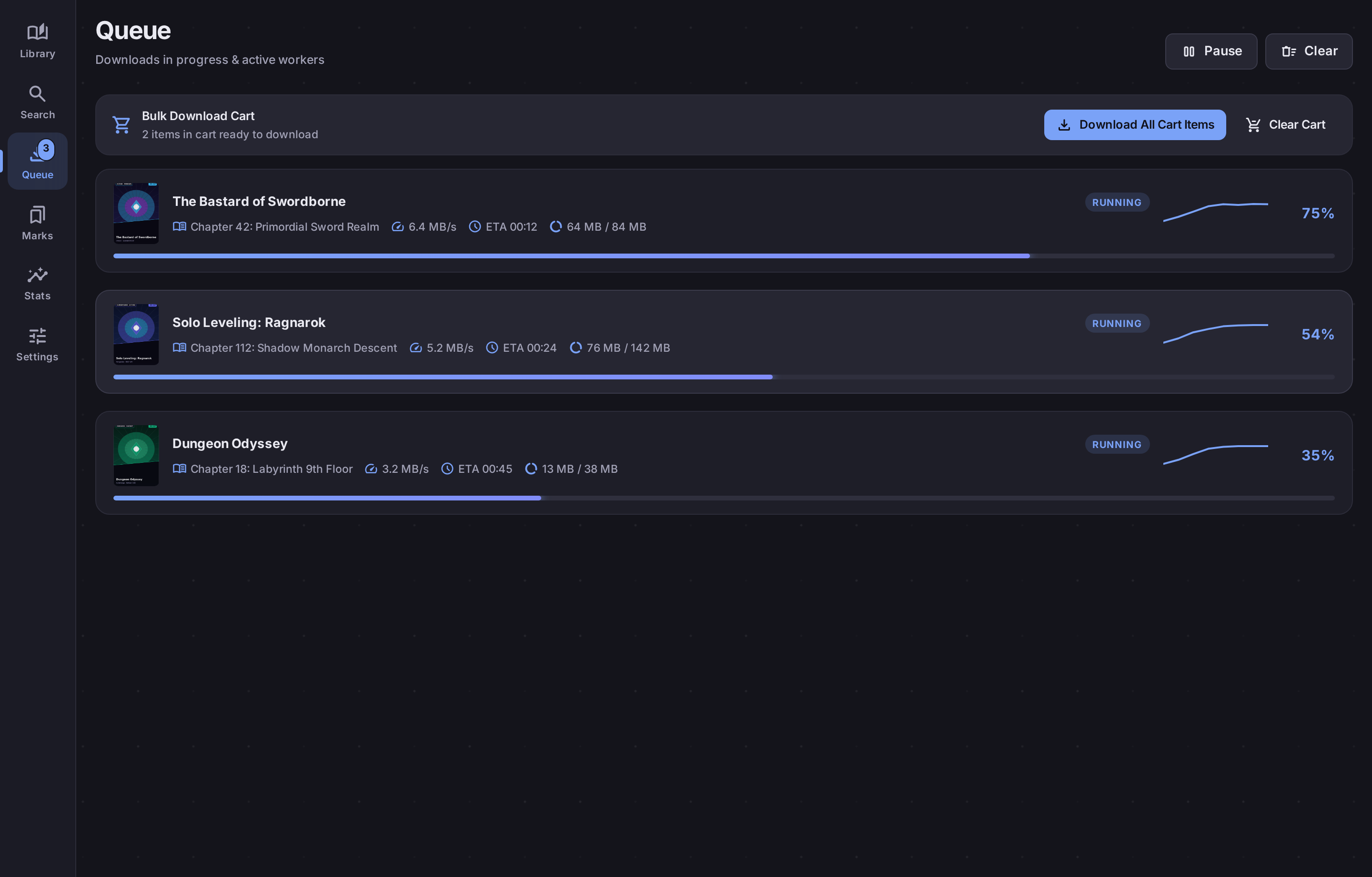 Live Download Queue