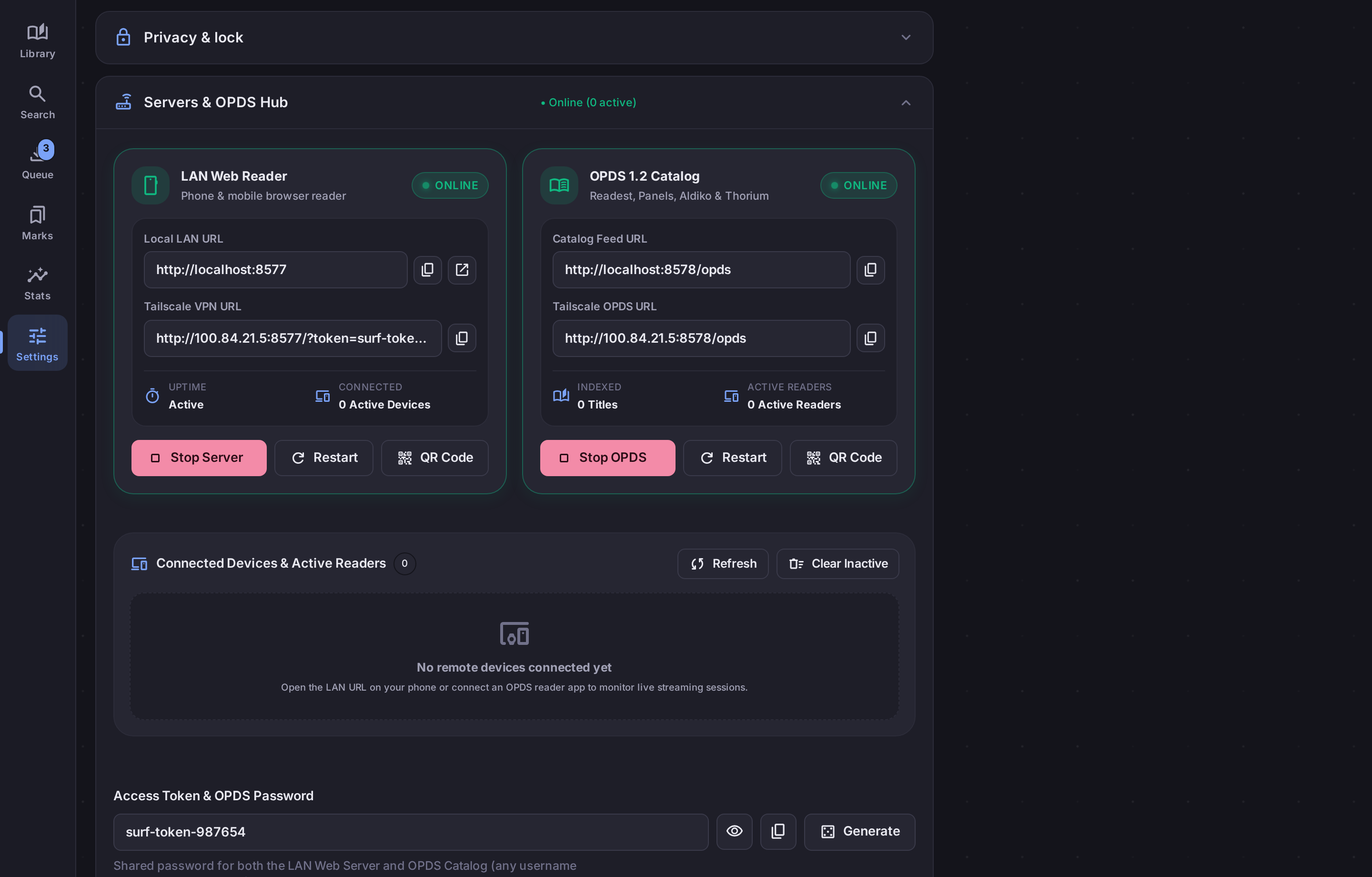 Settings & Servers Hub