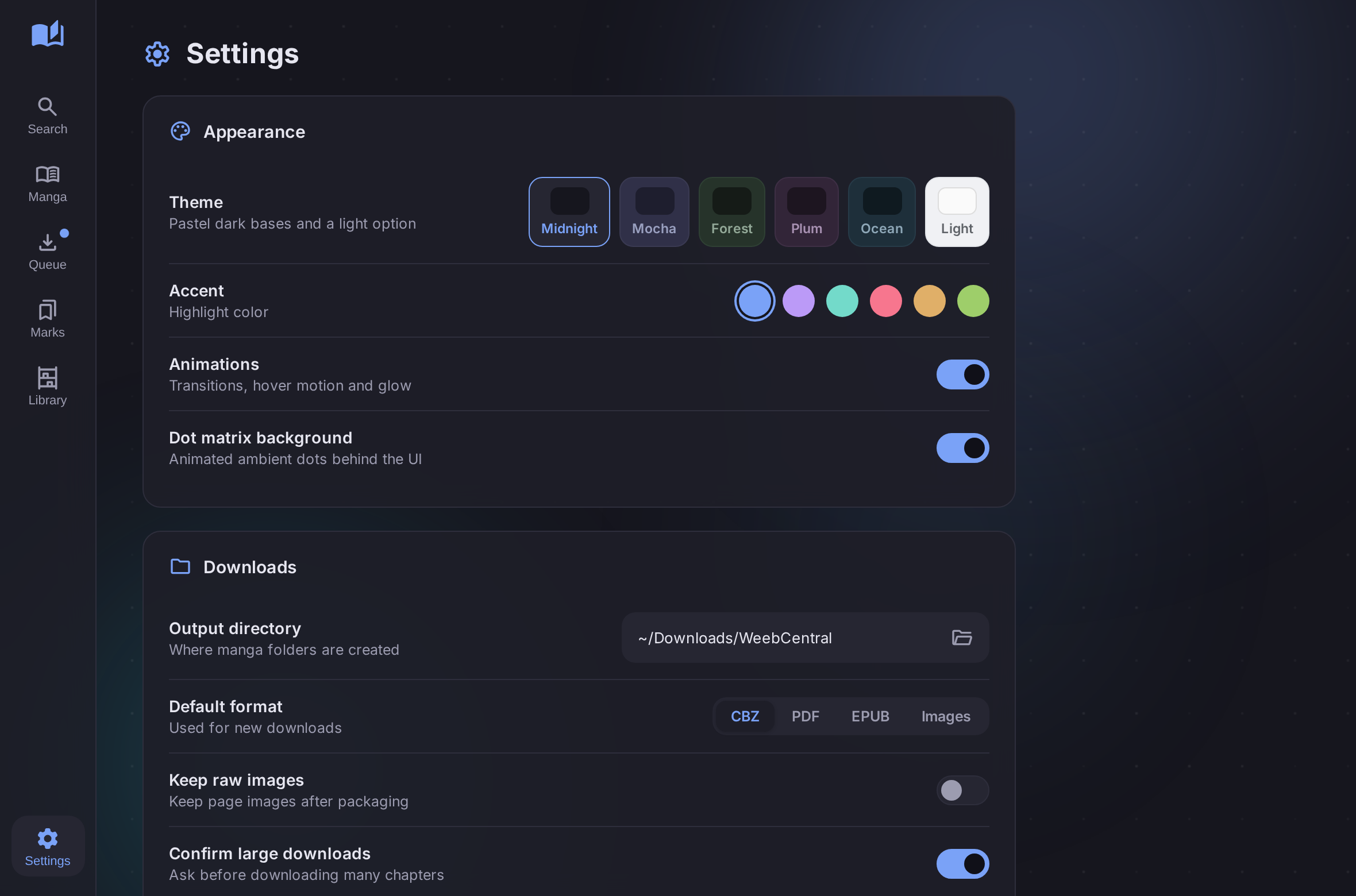 GUI settings with themes